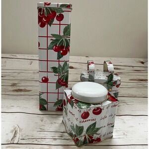 Department 56 Cherry Tin Set White Red Life Is Just A Bowl Of Cherries 3pc OS